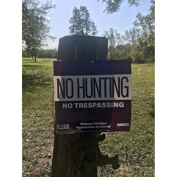 Sign No Hunting/Trespassing 12 In X 12 In Purple